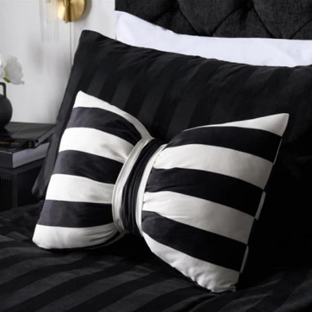 OHS OHS Soft Striped Bow Shaped Decorative Scatter Cushion Back Support Pillow in White Size: 50cm x 35cm White 50cm x 35cm Unisex 5027434226627