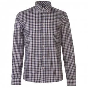 Pretty Green Huckleberry Long Sleeve Check Shirt - White Check