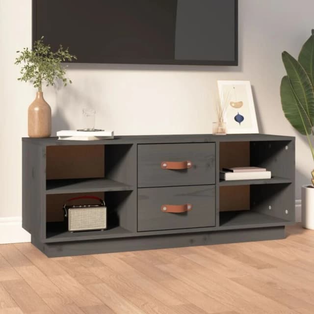 vidaXL TV Cabinet Grey 100x34x40cm Solid Wood Pine, Grey 818227