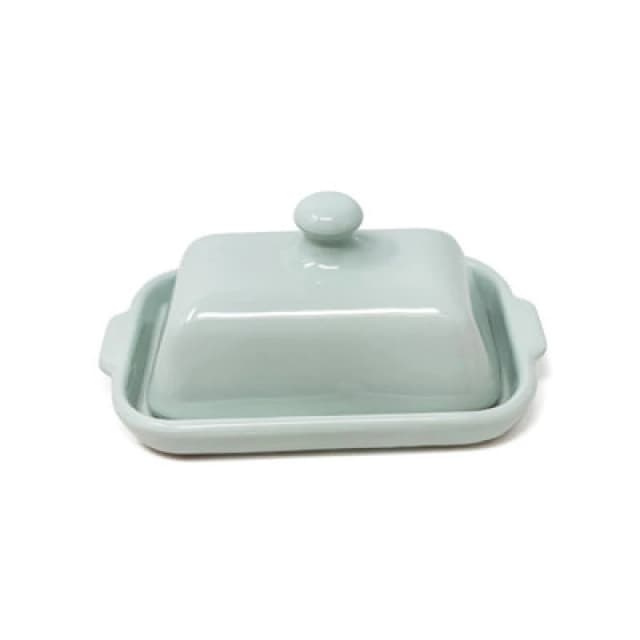 Verano Spanish Ceramics Rustic Pastel Fully Dipped Terracotta Kitchen Dining Butter Dish Green 20Cm L X 13Cm W (Internal 4.5Cm H)