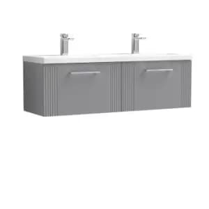 Nuie Deco 1200mm Wall Hung 2 Drawer Vanity & Double Ceramic Basin - Satin Grey