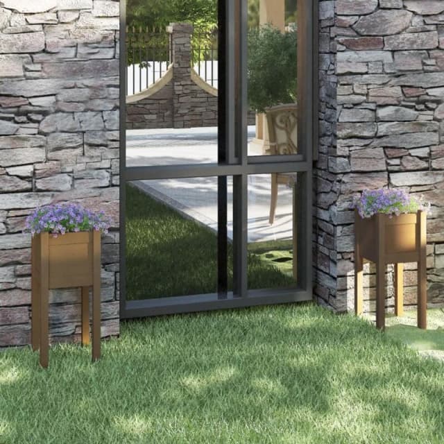 VIDAXL Garden Planters 2 pcs Honey Brown 31x31x70cm Solid Pinewood Vidaxl 8720286815175