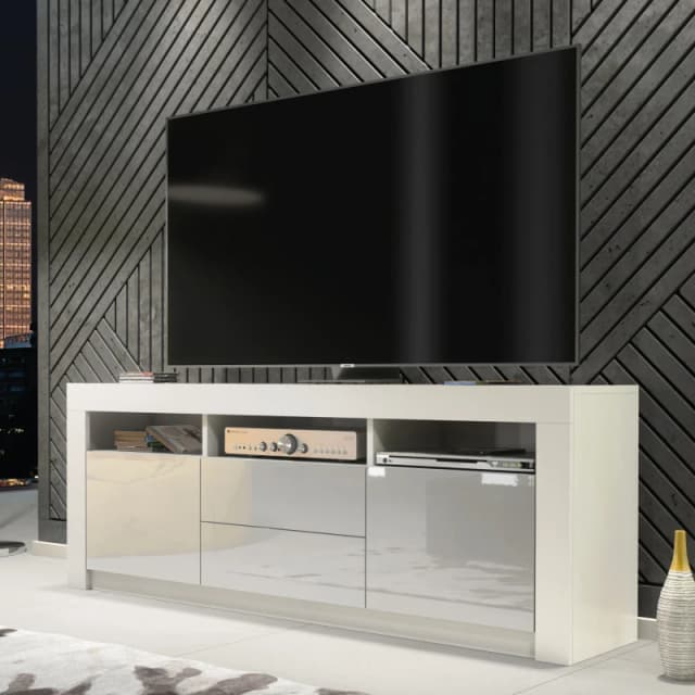 Creative Furniture Creative Furniture TV Unit 160cm Modern - White with High Gloss Grey Doors Grey One Size Unisex 5061075249942