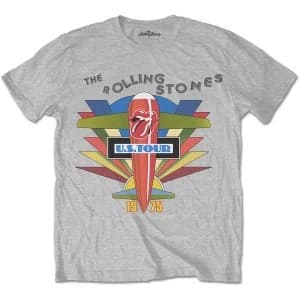 The Rolling Stones - Retro US Tour 1975 Unisex Medium T-Shirt - Grey