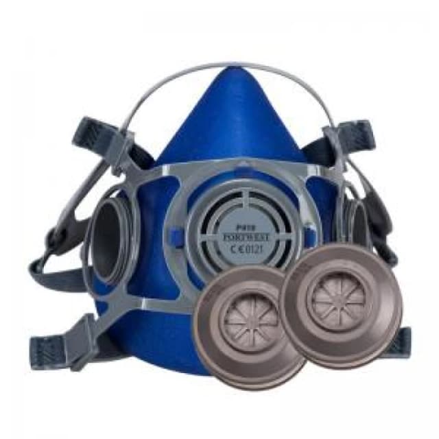 Portwest Auckland Half Face Respirator and P970 Combination Filters P418BLUM Size (S-XL): M