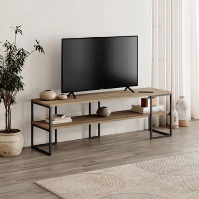 Decortie Black Friday' Modern TV Unit 140cm Open Shelf Metal Frame for 55" TVs in Brown Size: 1 Pack Brown Unisex 1 Pack