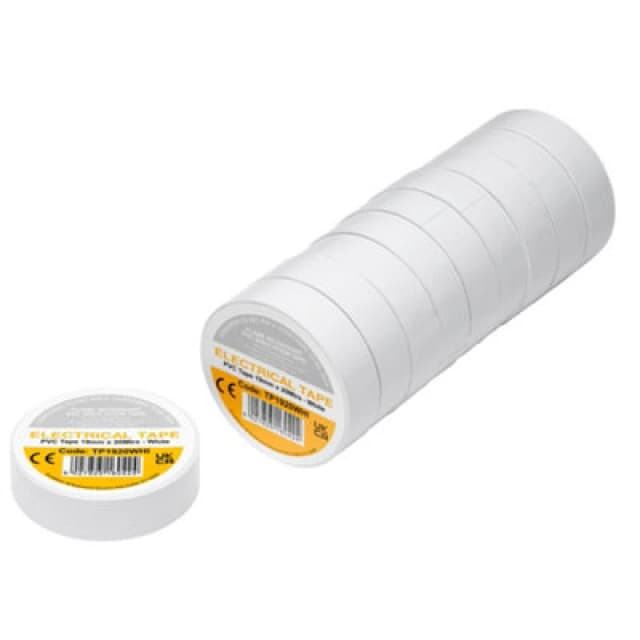 Draper PVC Electrical Insulation Tape Pack of 10 White 19mm 20m TP1920WHI