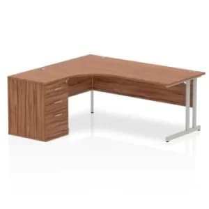 Impulse 1800 Left Hand Cantilever Workstation 600 Pedestal Bundle Walnut