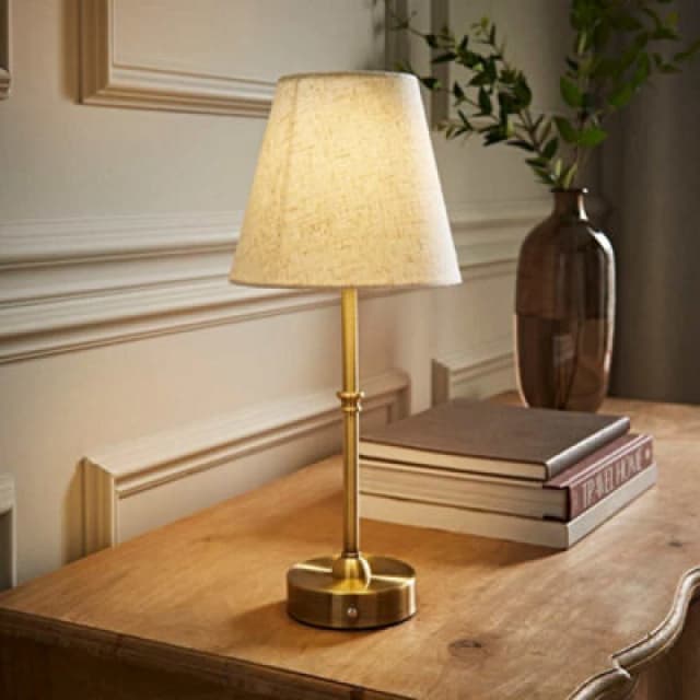 ValueLights ValueLights Lowe Rechargeable LED Portable Touch Table Lamp in Gold Gold One Size Unisex 5016529266587