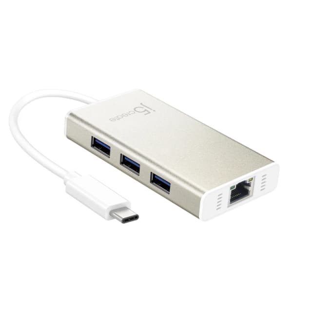 j5 create j5create JCH471 USB-C Gigabit Ethernet & Hub Multi Adapter, Metallic Champagne JCH471-N