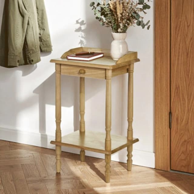 Premier Housewares Square Rubberwood Side Table Natural