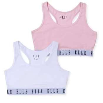 Elle 2 Pack Logo Bra Junior Girls - White/Pink
