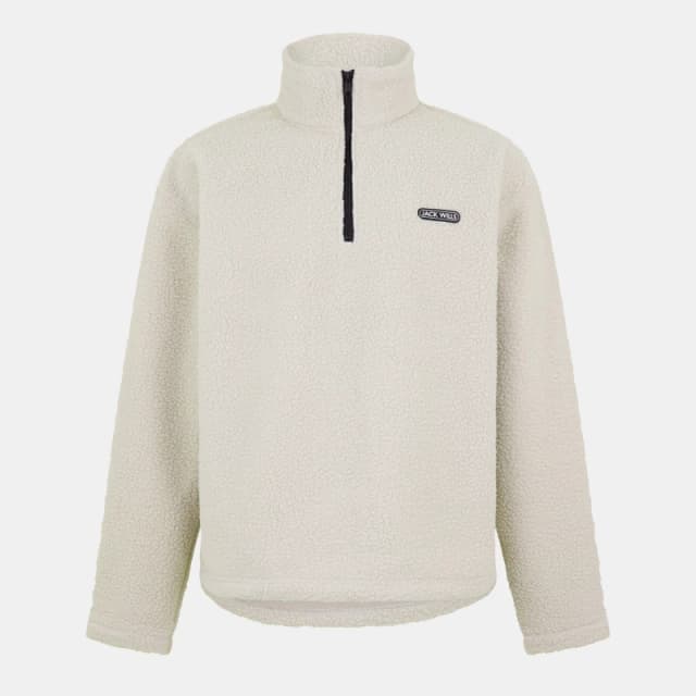 Jack Wills Polar Quarter Zip Fleece Top Cream male XL