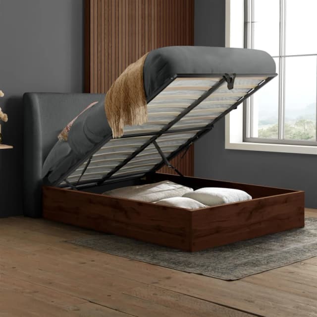 Birlea Halfden Grey Fabric Ottoman Bed Frame - 4ft6 Double