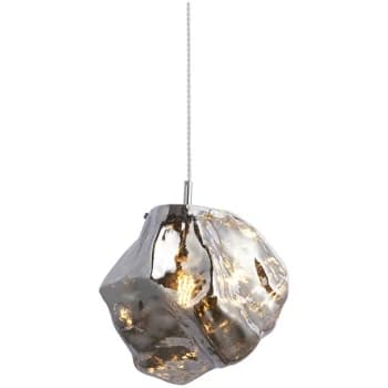 Endon Collection Lighting - Endon Rock Modern Contemporary Single Pendant Light Metallic Chrome Glass Shade Chrome Plated