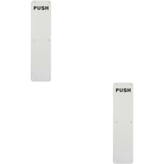 Loops 2x Push Engraved Door Finger Plate 350 x 75mm Satin Anodised Aluminium Multi