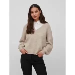 Brushed Knit Jumper with V-Neck