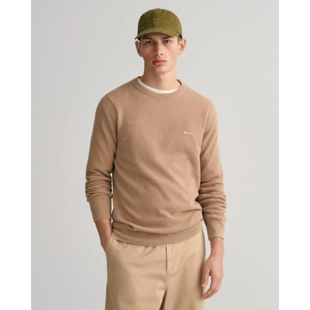 Gant Cotton Piqu Crewneck Sweatshirt Khaki male S