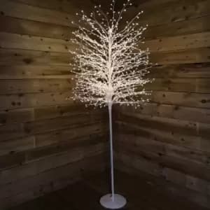 2.1m 7ft Outdoor White Micro Dot Christmas Blossom Tree with 1300 Warm White LED