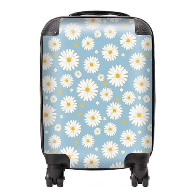 Warren Reed - Designer Summer Daisy Pattern Suitcase in Blue Size: Small Blue Unisex Small