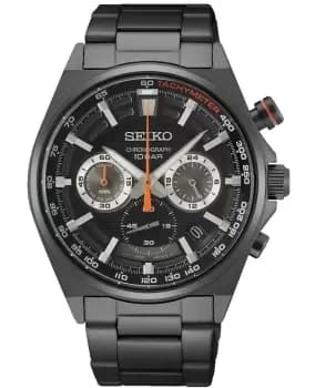 Seiko Chronograph Quartz Black Dial Black Steel Mens Watch SSB399P1 SSB399P1
