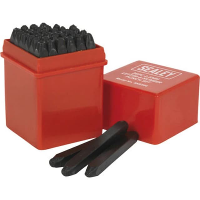 Loops 36 Piece Letter & Number Punch Set - 2.5mm Character Height - High Carbon Steel Metallics