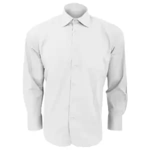 SOLS Mens Brighton Long Sleeve Fitted Work Shirt (3XL) (White)