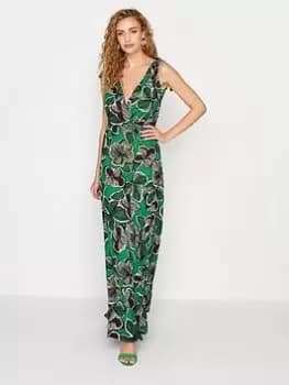 Long Tall Sally Tropical Tie Shoulder Maxi Dress - Green, Size 10, Women