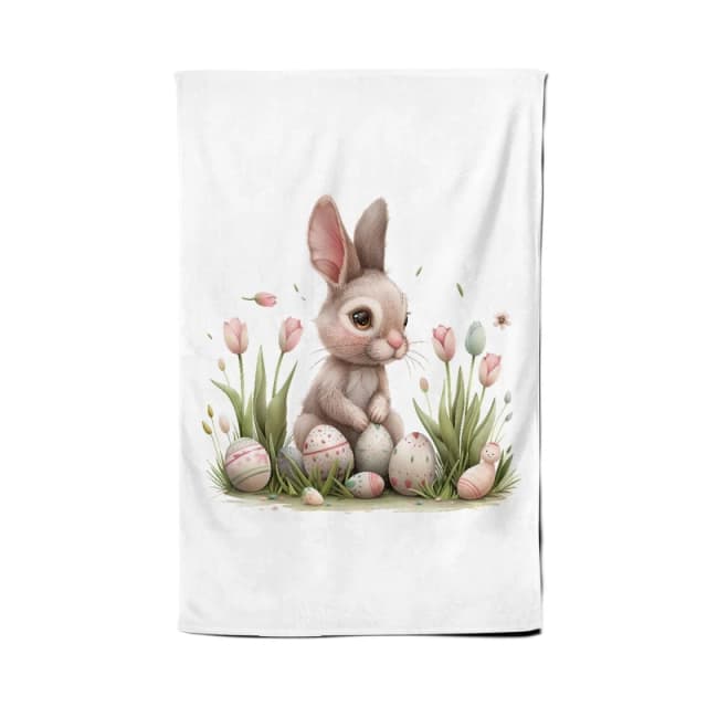 Warren Reed - Designer Sweet Easter Bunny Tea Towel Multicolor Unisex