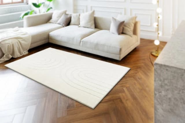 RugsX Curvy White 11 Arches Washable Rug, Structured, Embossed, Plush 60X100 Cm