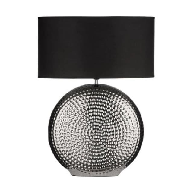 Premier Housewares Interiors by Premier Small Hammered Chrome Finish Table Lamp Black