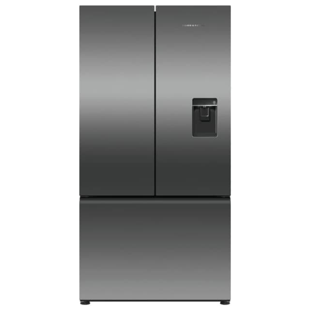 Fisher & Paykel Series 7 Contemporary RF540ANUB6 WiFi Connected Plumbed Frost Free Multi-door American Fridge Freezer - Black Steel - E Rated