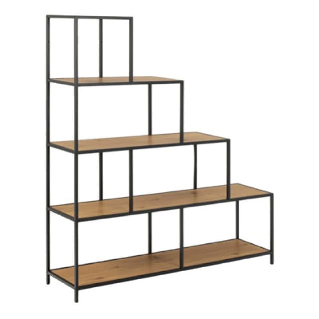 Furniture To Go Seaford Bookcase With 4 Shelves In Black And Oak