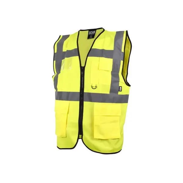 Scan Hi Vis Utility Waistcoat SCAHVUWXL Colour: Yellow