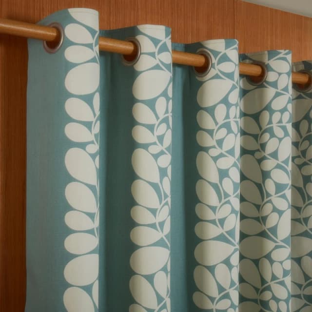 Orla Kiely Sycamore Stripe Curtains, 117 X 137cm, Duck egg