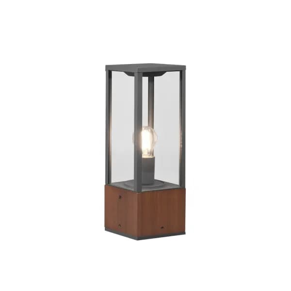 Garonne Modern Outdoor Pedestal Light Wood coloured IP44