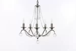 Neva 5 Light Bright Nickel 5 Arm Chandelier