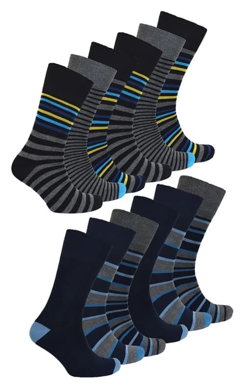Sock Snob Sock Snob Men 12 Pack Non Elastic Striped Soft Breathable Bamboo Socks Size: 6-11 Multi 6-11 Male 5056632601370