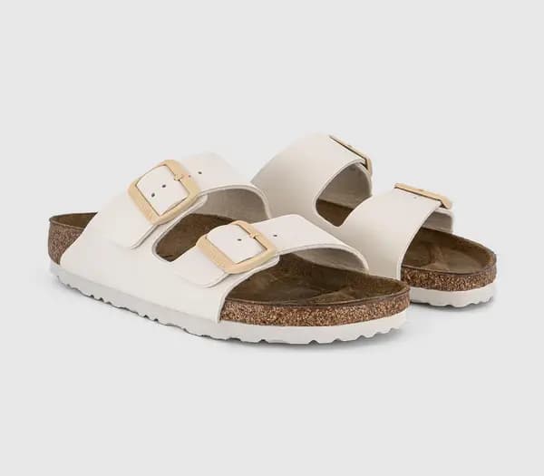 Birkenstock Womens Arizona Two Strap Sandals Eggshell BF Natural, 7