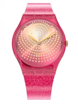 Swatch CHRYSANTHEMUM Original Mens Pink Glitter Strap Watch