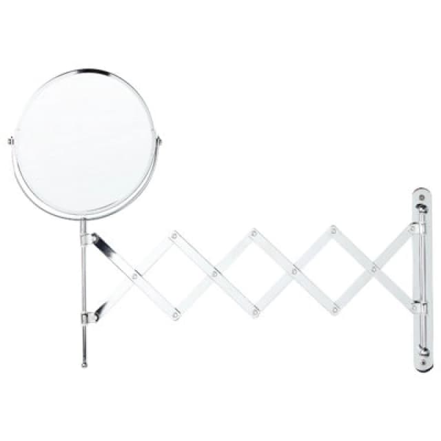 Beliani Extending Wall Makeup Mirror Yvelines 57cm 36cm Metal Silver