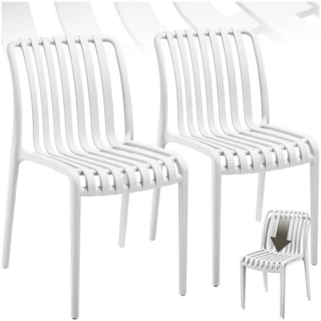 Tectake Garden Chairs Alcudia - Durable, Stackable And Weather-Resistant - Cream - Set Of 2