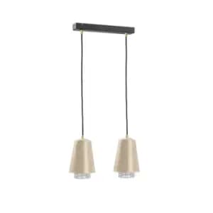 Molly Bar Pendant Ceiling Light Crystal Gold, 50cm, 2x E27