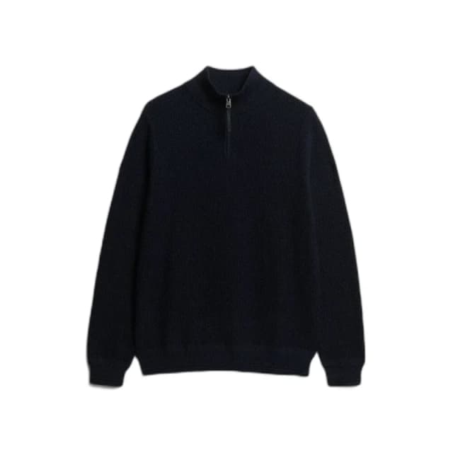 Superdry Textured cotton pullover with a trucker collar Superdry Bleu Male L