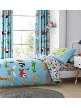 Catherine Lansfield Animal Adventures Single Duvet Cover and Pillowcase Set, Blue