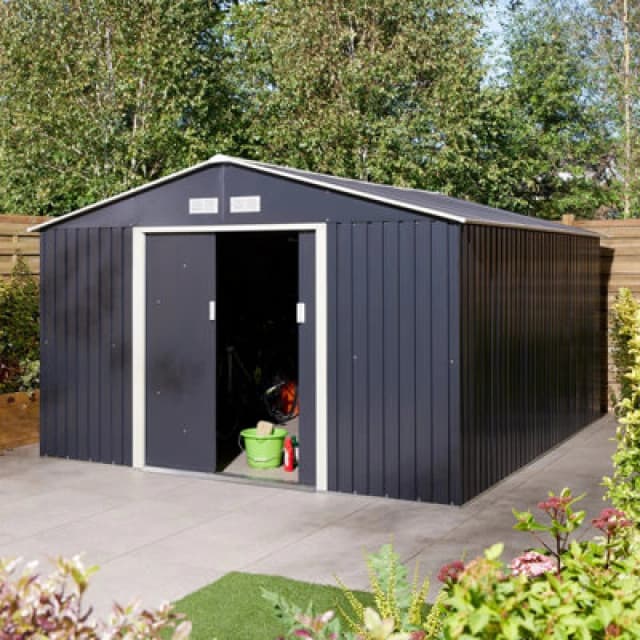 Rowlinson Trentvale 10x12 Metal Apex Shed Dark Grey TV1012APXDG