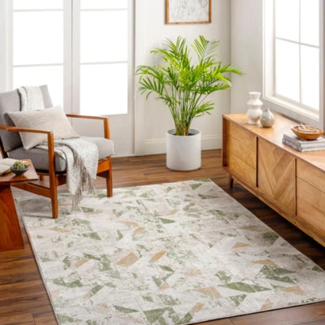 Livabliss Scandi Modern Moss/ivory Royalty Area Rug 160 X 213cm - Easy Care, Non Shedding, Ideal For Living Room & Bedroom
