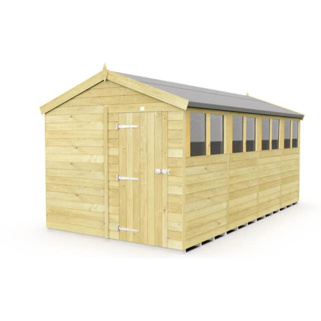 Flat Pack Sheds DIY Sheds 8 x 16 Apex Shed, Brown 8X16AFF