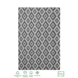 Relay Recycled Cotton Diamond Rug Grey 160X230Cm