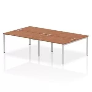 Impulse Bench B2B 4 Person 1400 Silver Frame Office Bench Desk Walnut